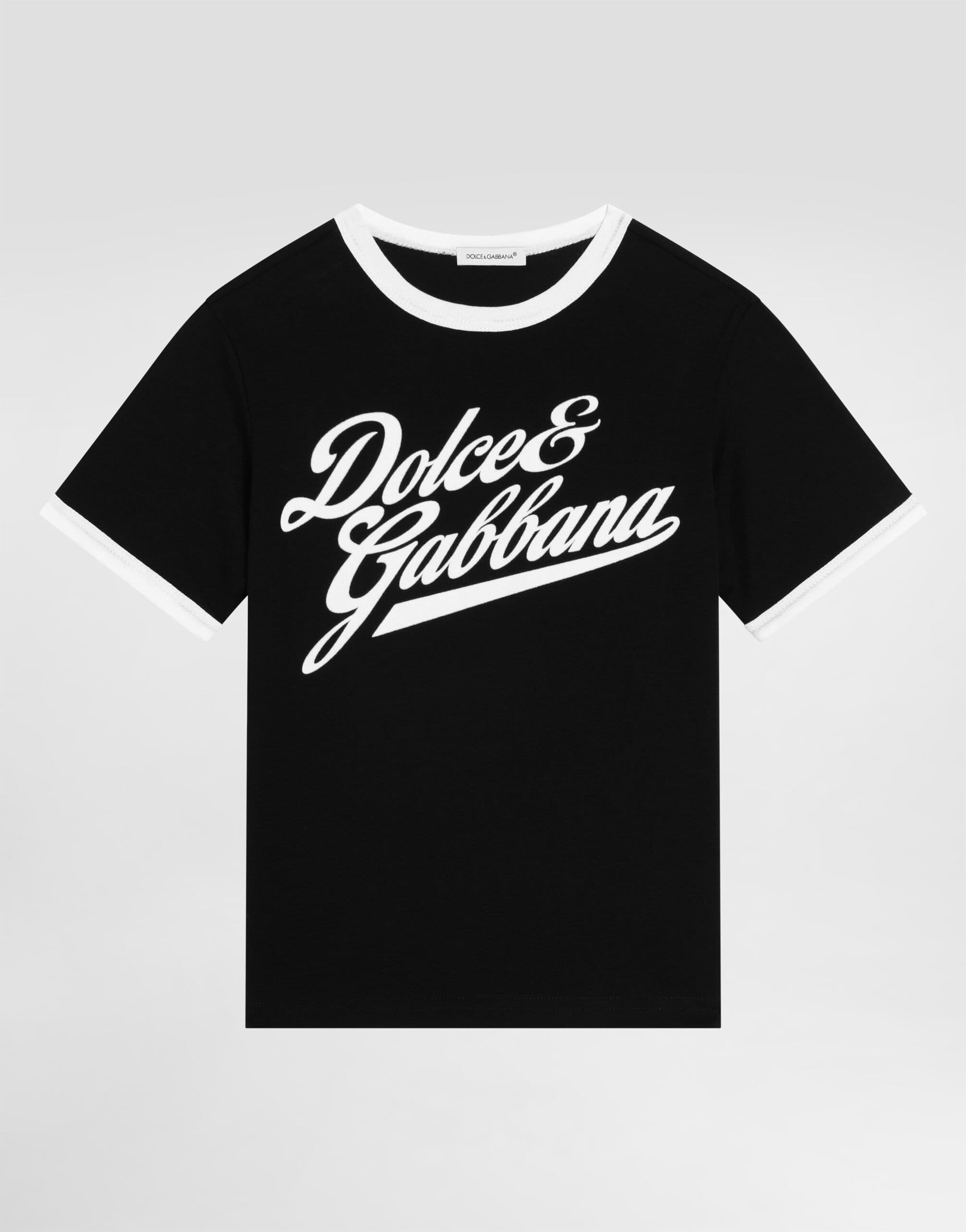 Dolce & Gabbana Kids' Jersey T-Shirt with Dolce&Gabbana Print - 1