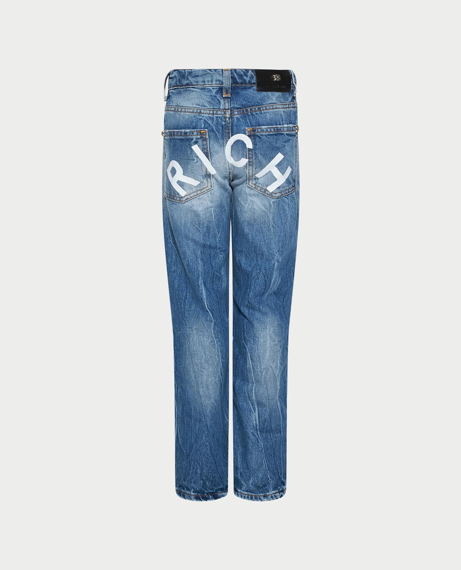 John Richmond Junior Light Blue Distressed Jeans Sailu with Maxi Logo  - 2