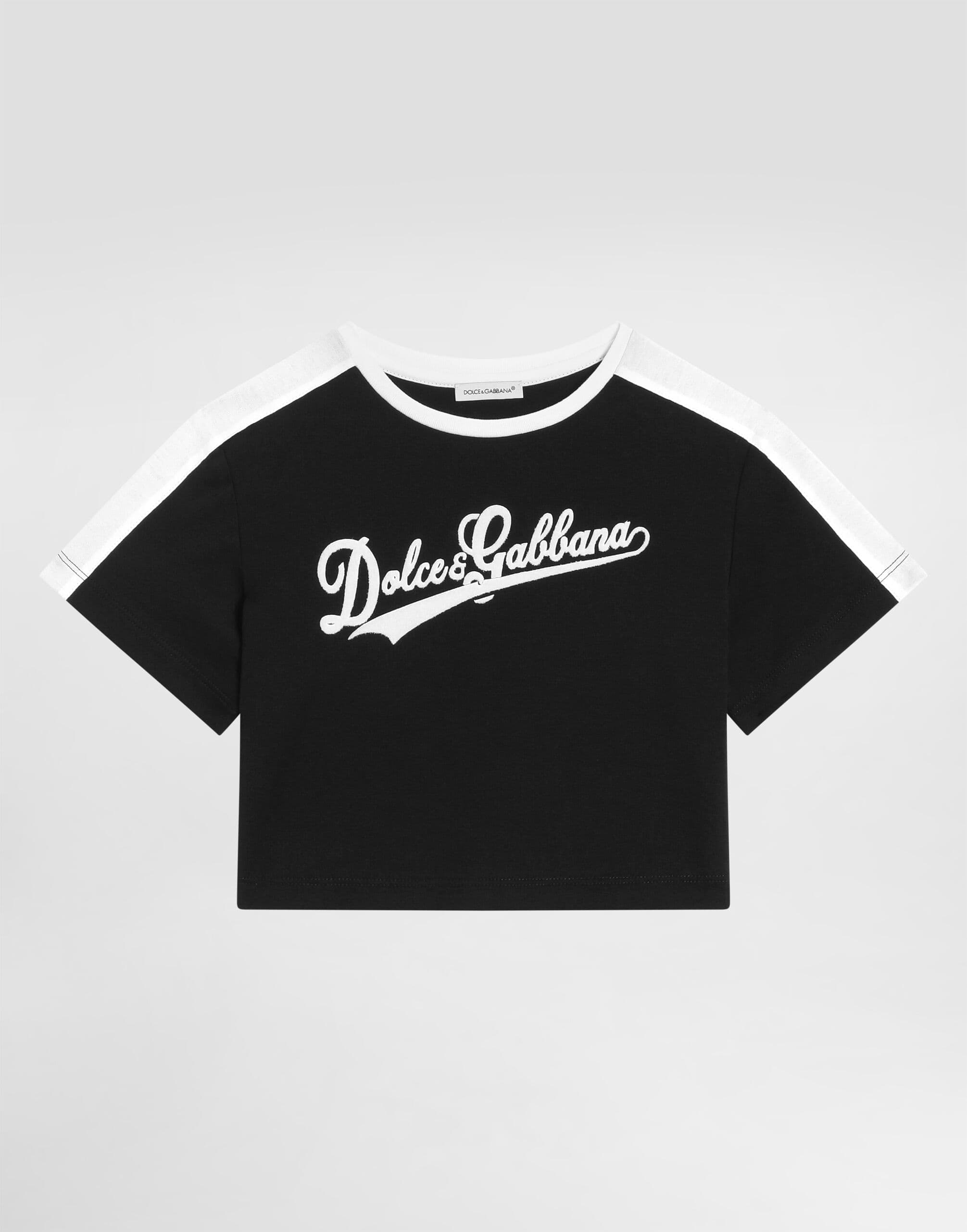 Dolce & Gabbana Kids Girls Black Jersey T-Shirt with Print - 1