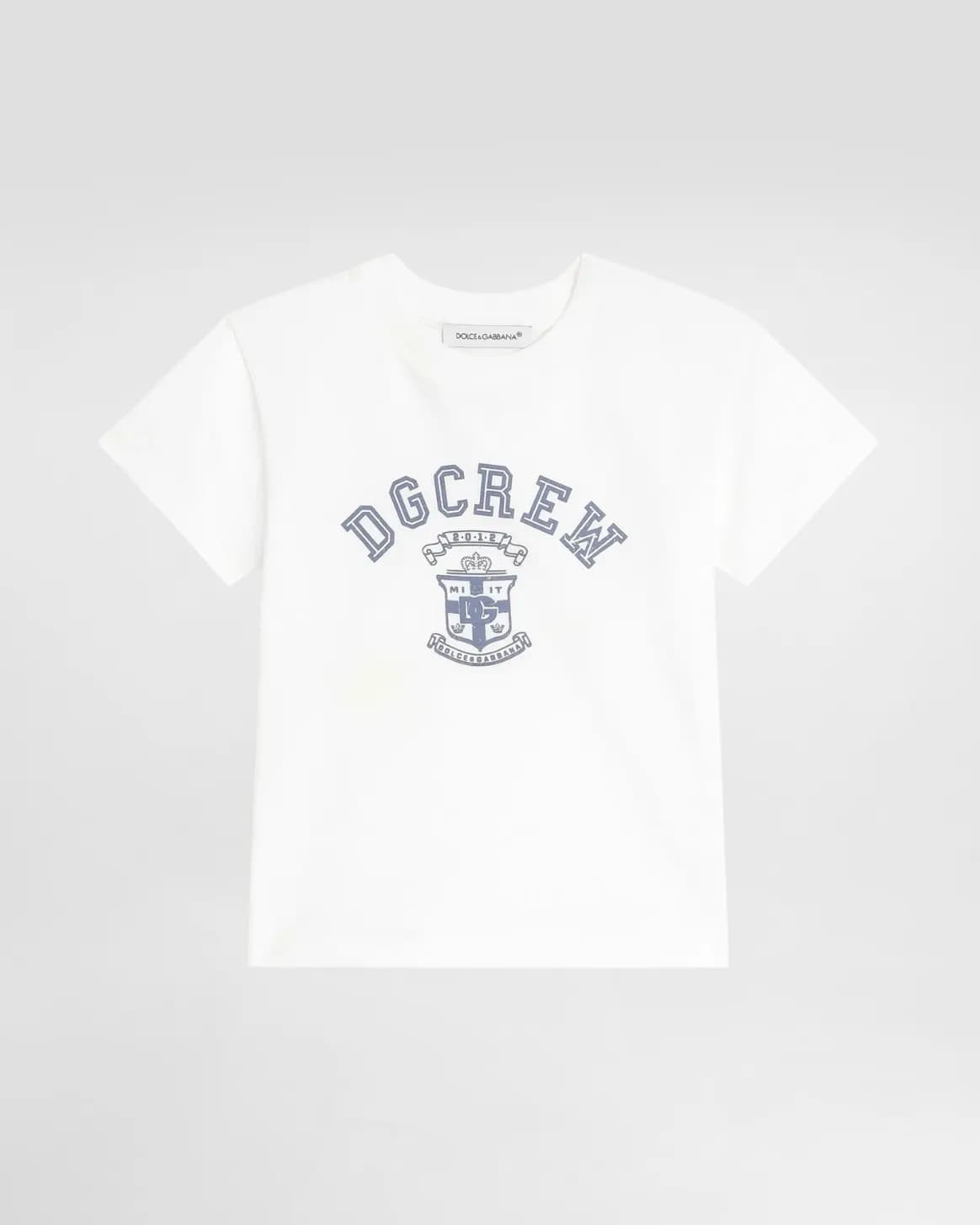 Dolce & Gabbana Kids White Cotton T-Shirt with DG Logo Print - 1