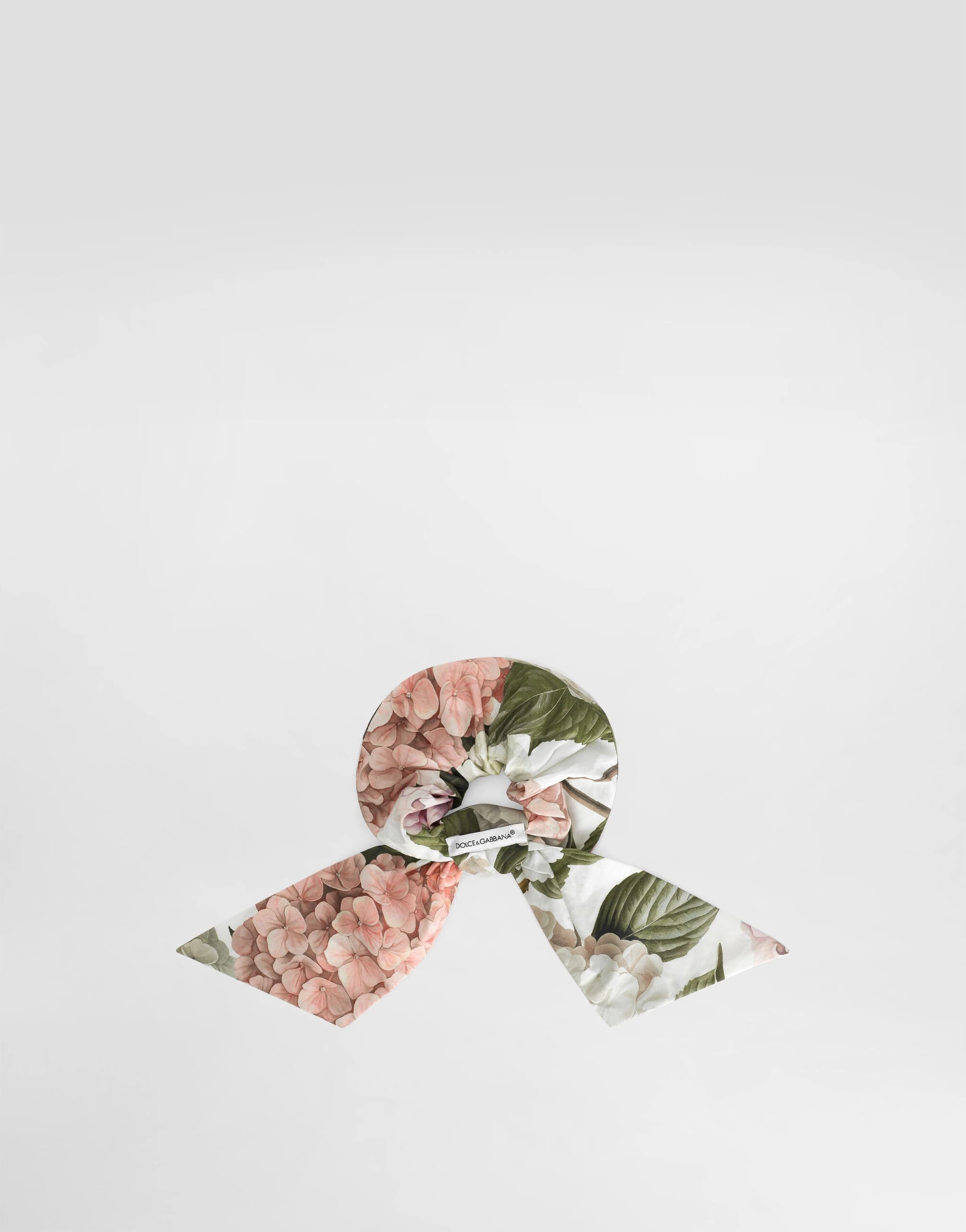 Dolce & Gabbana Kids Hydrangea-Print Poplin Scrunchie with Tails - 2