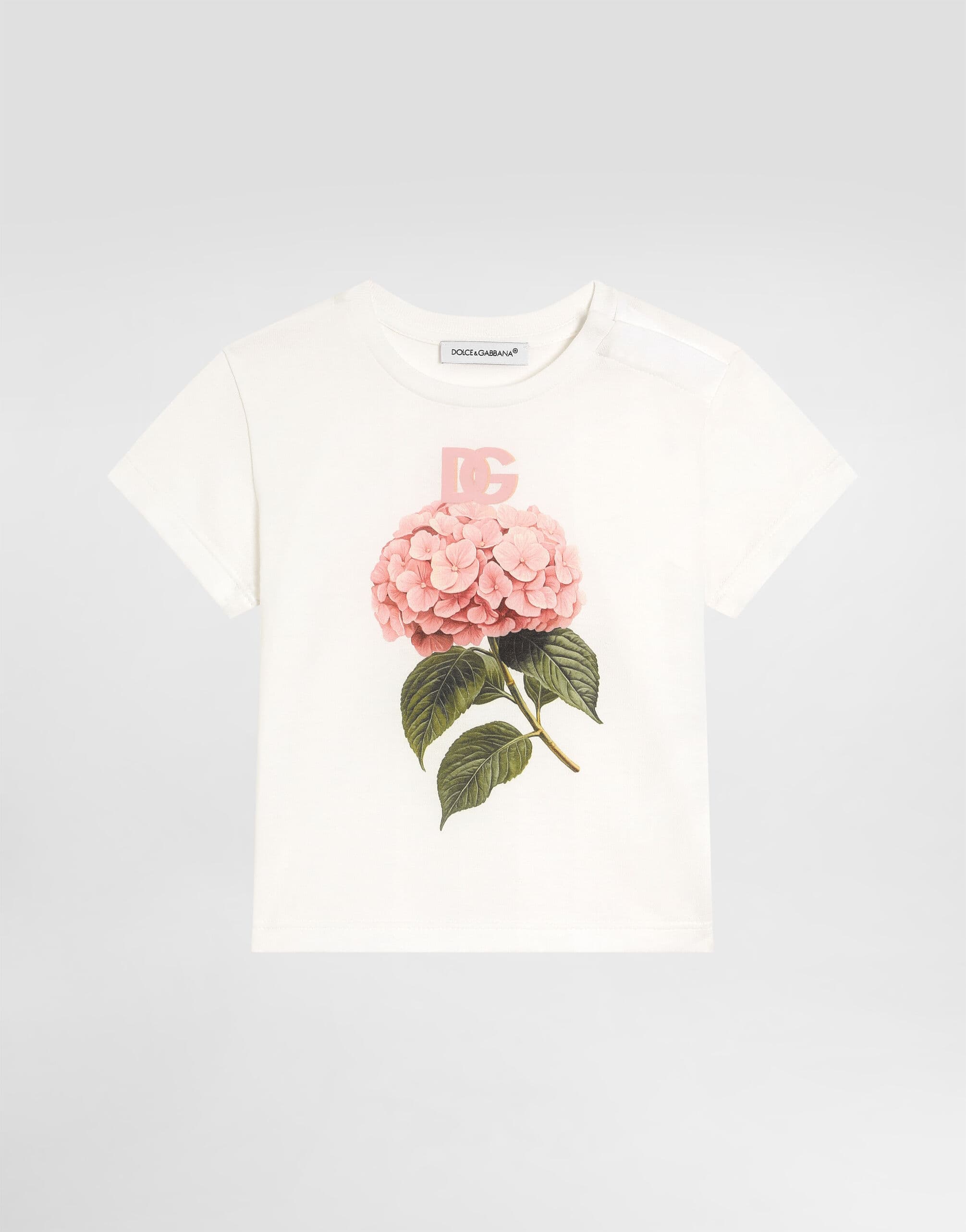 Dolce & Gabbana Kids' Jersey T-Shirt with Hydrangea Print - 1