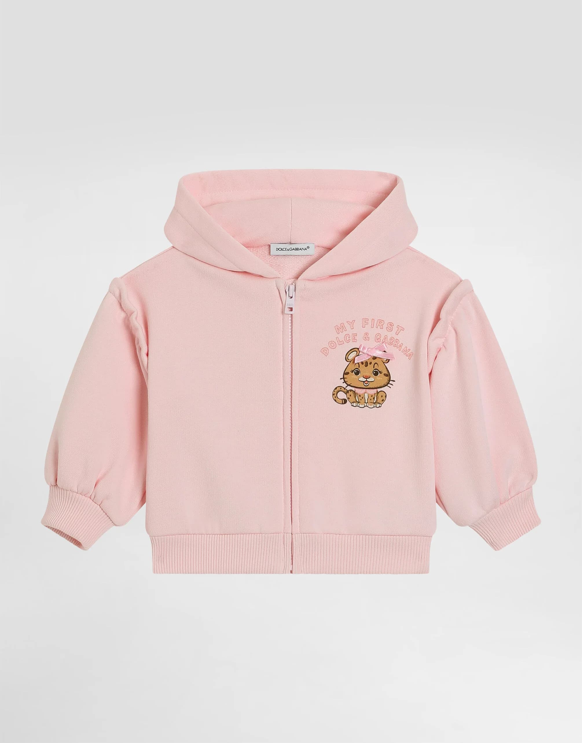 Dolce & Gabbana Kids Hooded Sweatshirt with Leopard Print and Bow - 1