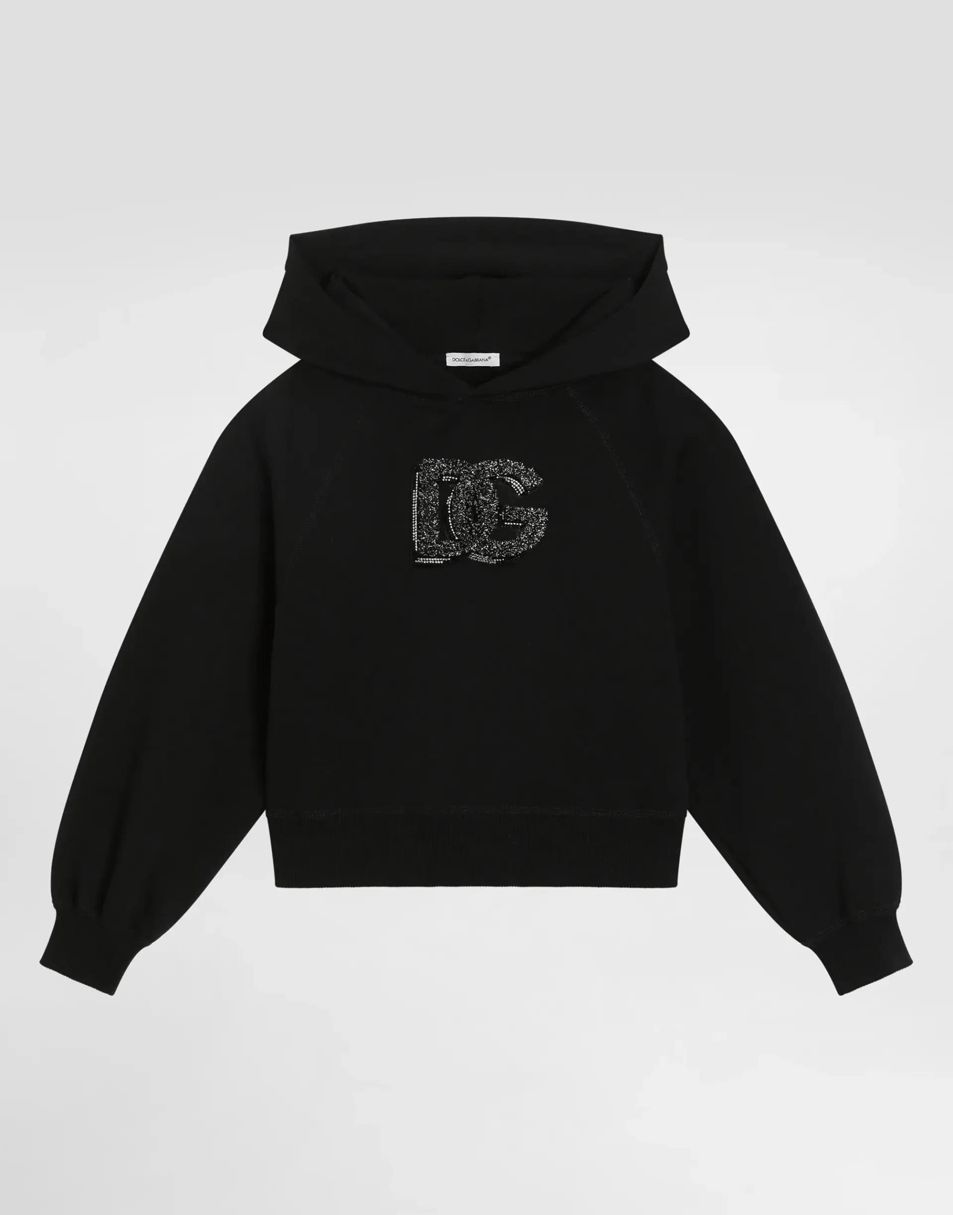 Dolce & Gabbana Hooded sweatshirt with logo and rhinestones - 1