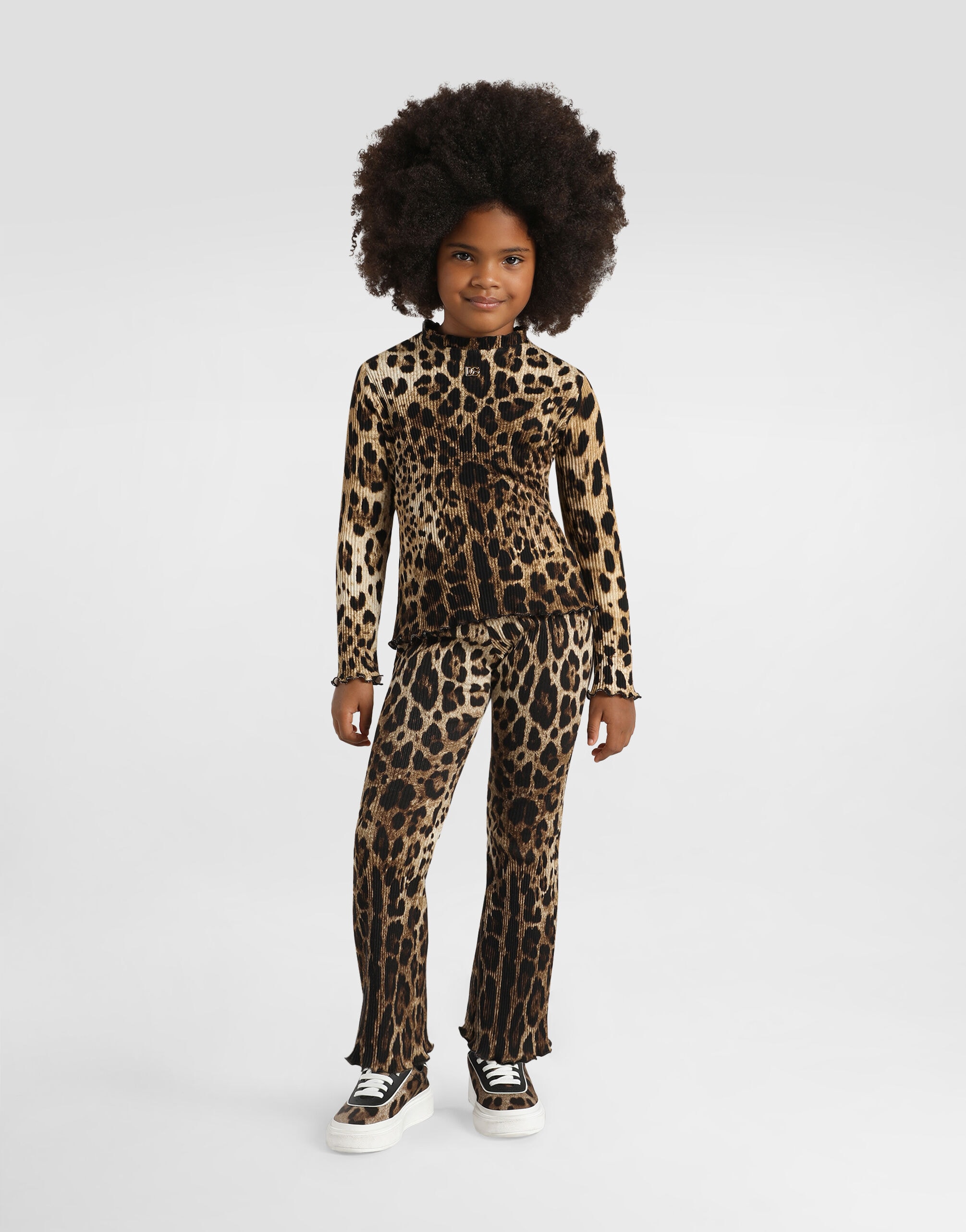 Dolce & Gabbana Kids Kids' Leopard-Print Ribbed Turtleneck