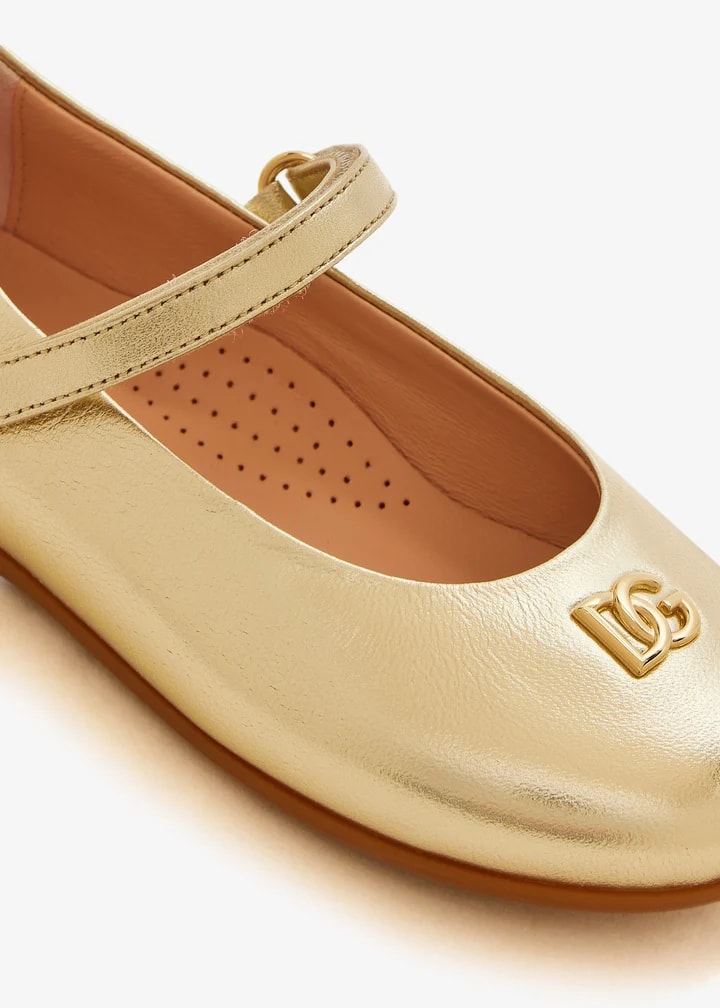 The Dolce & Gabbana Kids Laminated Nappa Leather Ballet Flats